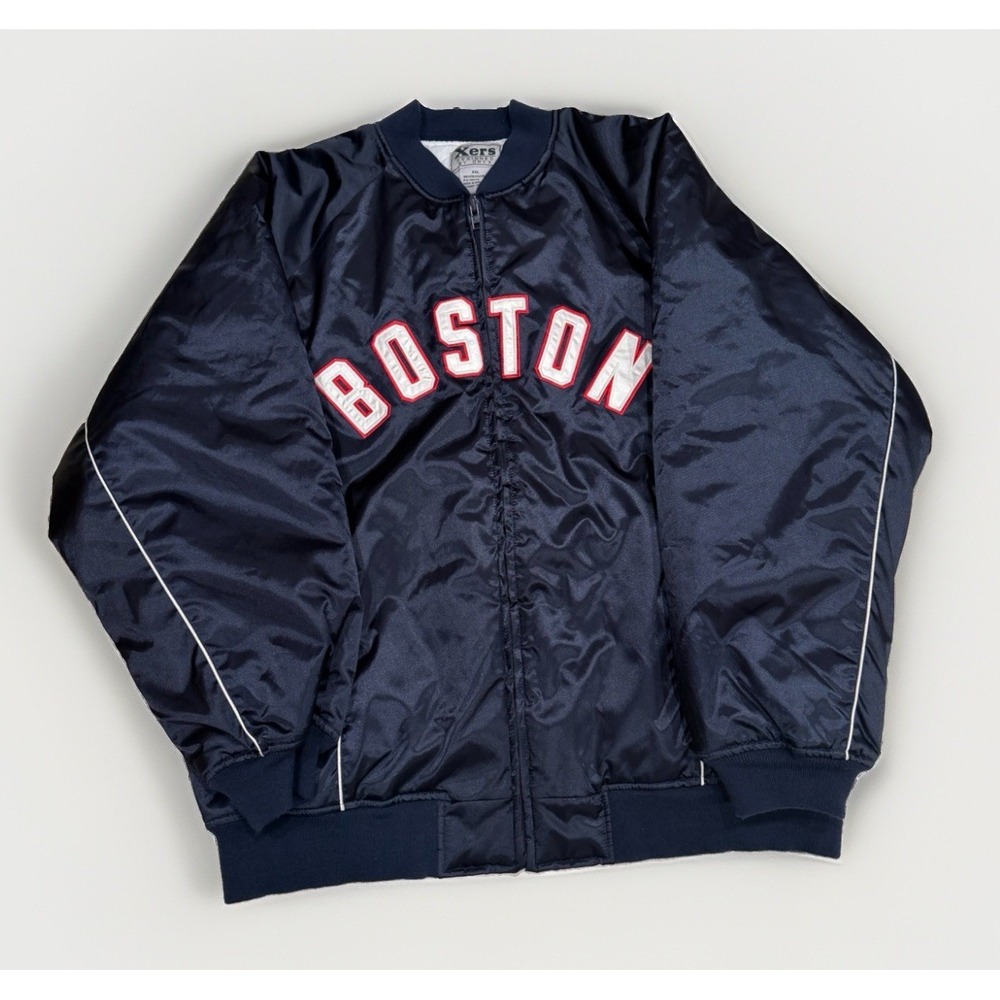 XERS Designed by Onyx BOSTON Satin Bomber Jacket Retro Embroidered Y2K Size 2XL